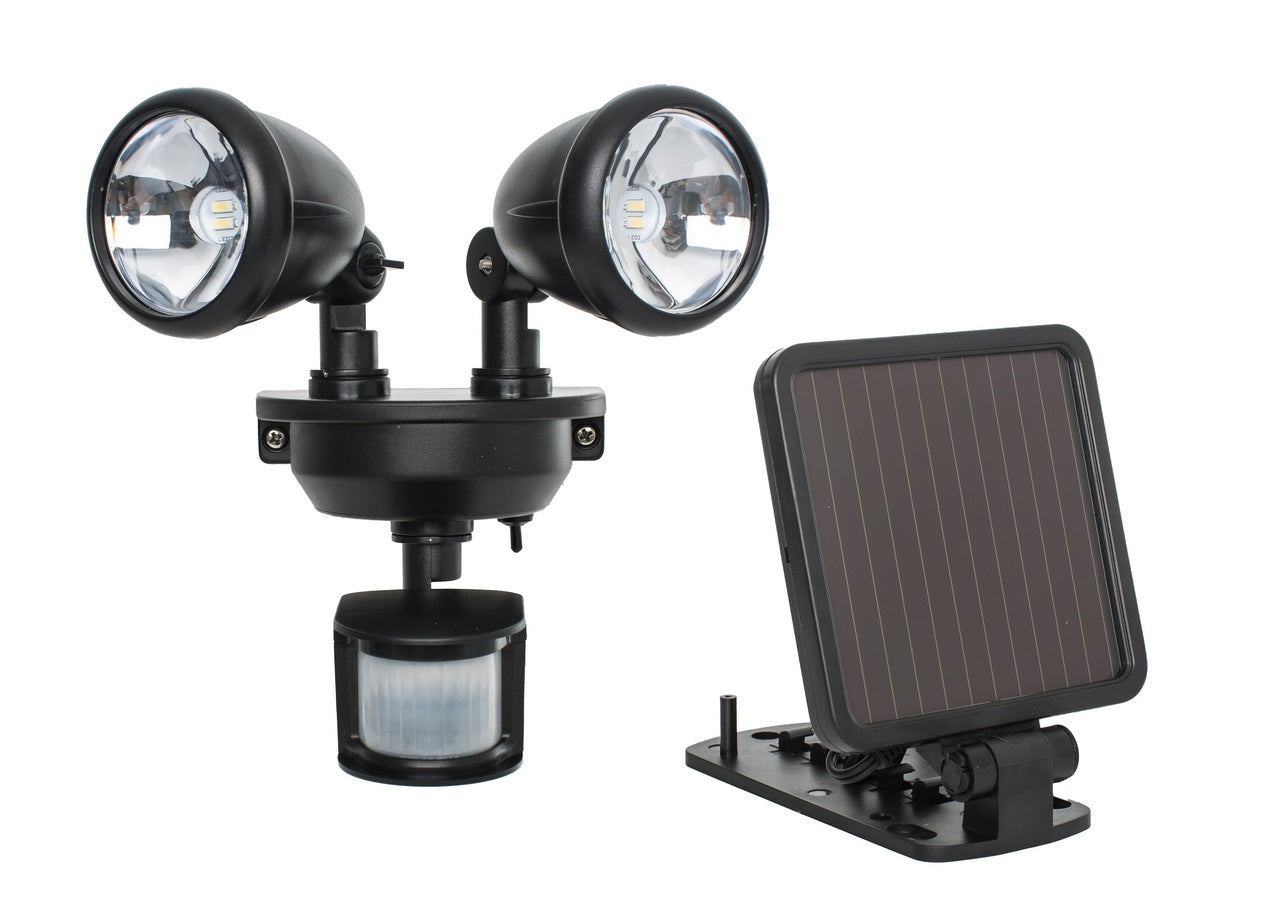 Dual Head Solar Security Light with Motion Sensor | White or Black