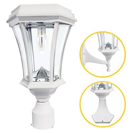Outdoor Solar Store | White Victorian Bulb Solar Lamp