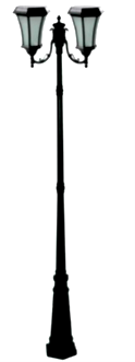 Dual Solar Flicker Flame Coach Lights with Lamp Post