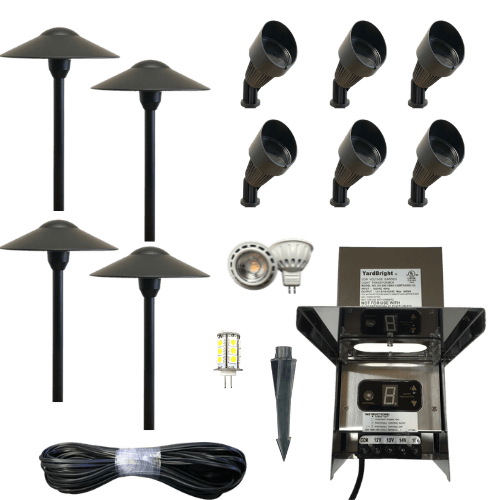 Black Out Starter Kit | (4) High Path Light | (6) Urban Spotlights | Multi-Tap Transformer & Cable