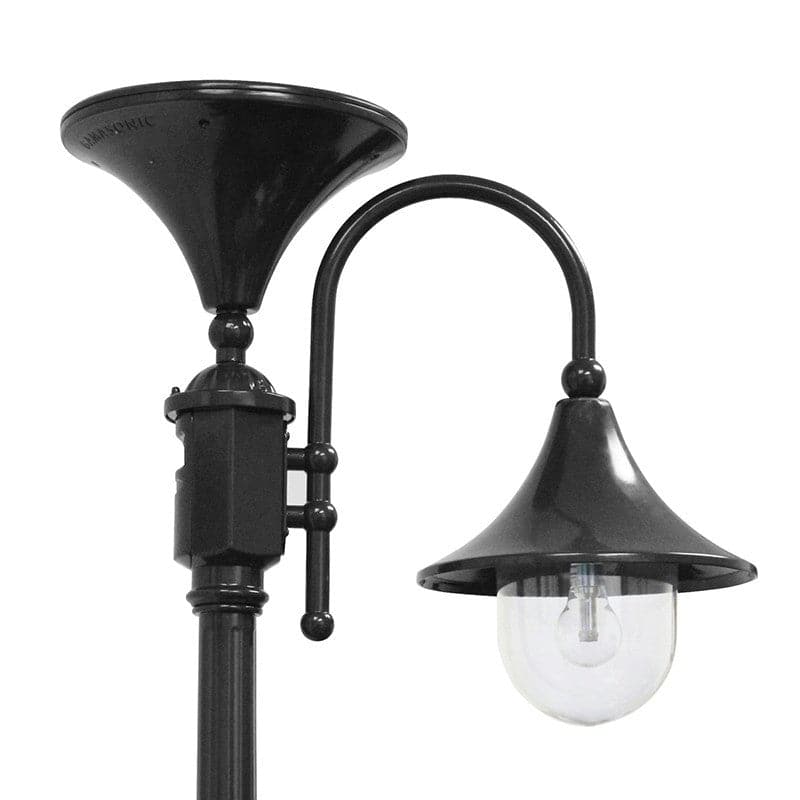 Victorian Bulb Solar Lamp Post w/GS Solar Light Bulb - Single Lamp - Black