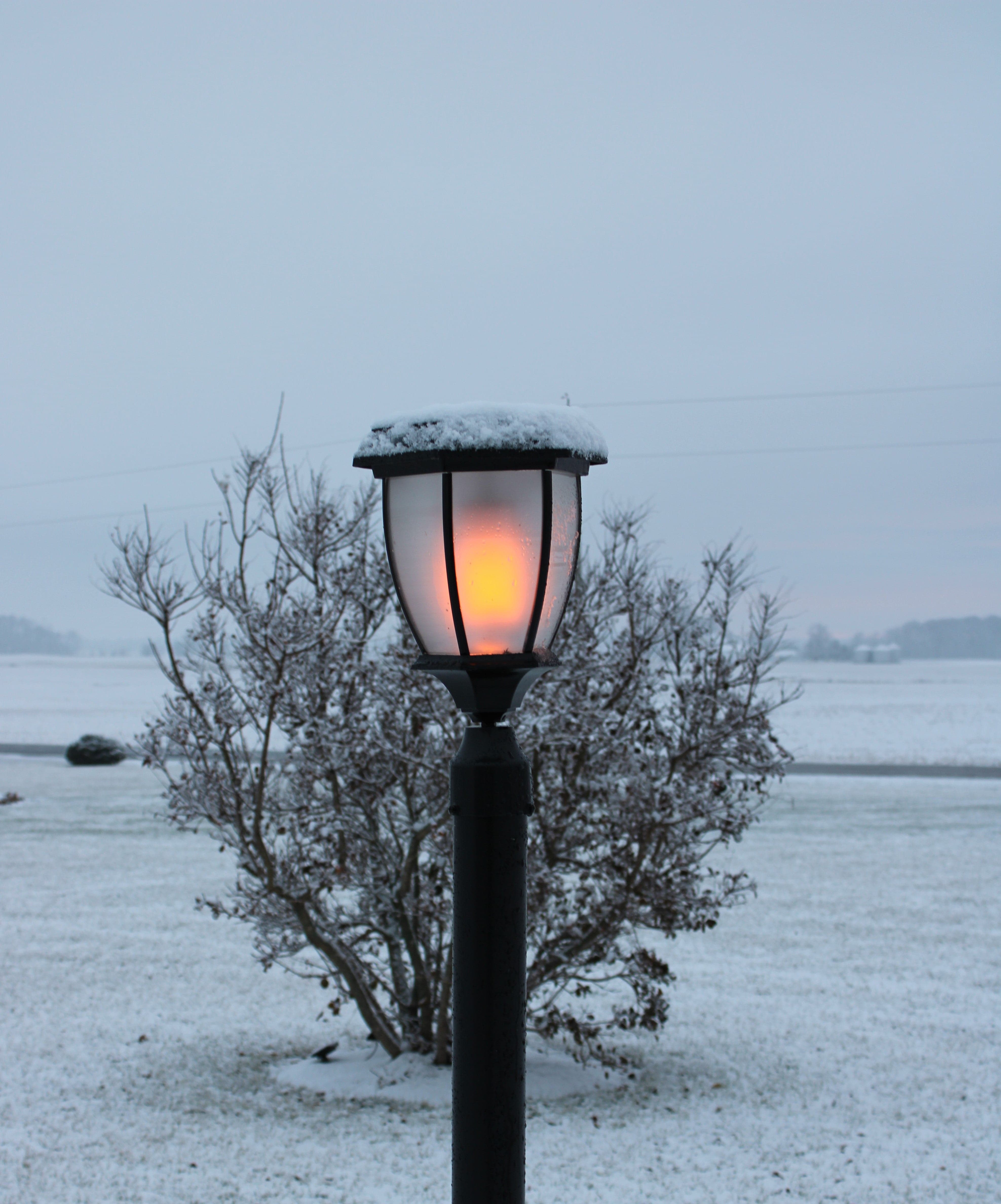 Dual Solar Flicker Flame Coach Lights with Lamp Post