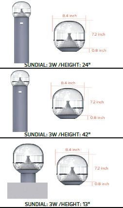 SUNDIAL | Bollard Light | 3W 13"/21"/42" Options